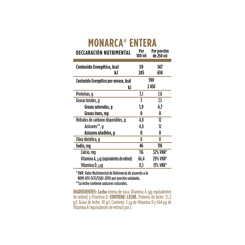 Información Nutricional Leche Pascual Salud Entera - Monarch Worldwide